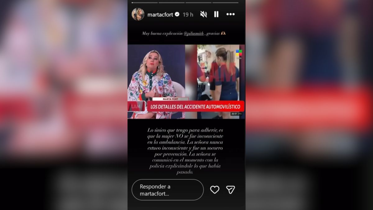 A trav&eacute;s de una historia en Instagram, Marta Fort asegur&oacute; que la mujer de 89 a&ntilde;os no sufri&oacute; complicaciones.&nbsp;