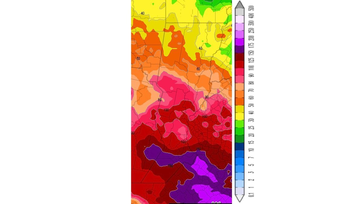 El detalle provisto por el CMMC con la probable distribución de milímetros en la provincia. El detalle provisto por el CMMC con la probable distribución de milímetros en la provincia.