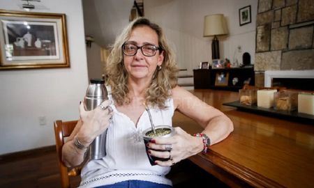 Inés Massino el día en que recibió en su casa a Aire de Santa Fe Inés Massino el día en que recibió en su casa a Aire de Santa Fe