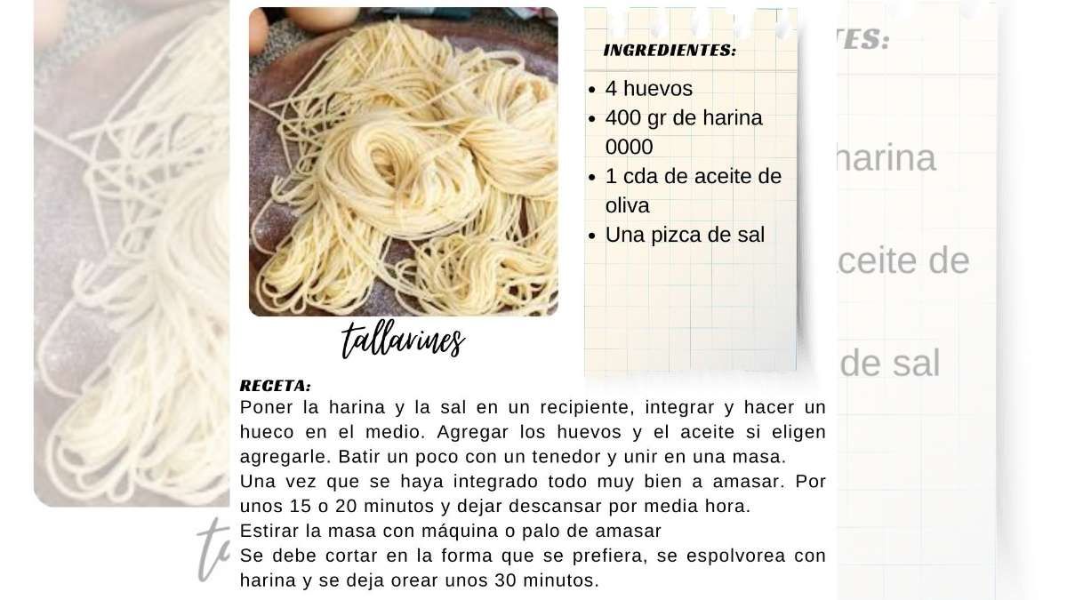 Esta receta de tallarines requiere pocos ingredientes. Esta receta de tallarines requiere pocos ingredientes.