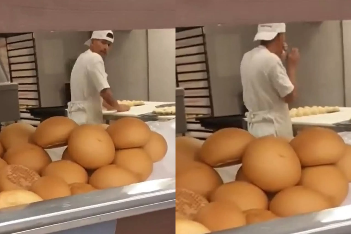 Captan a un panadero lamiendo masas antes de meterlas al horno: mirá el repugnante video