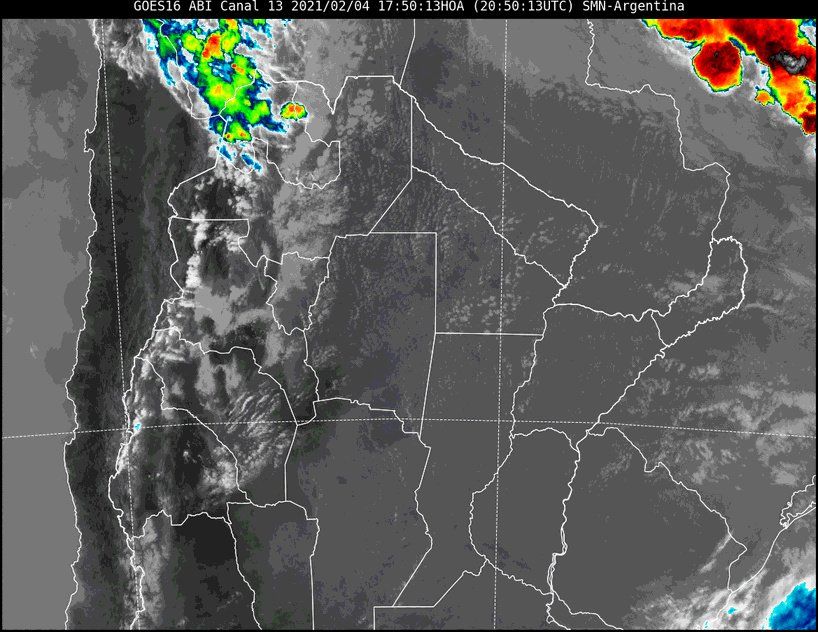 Imagen satelital del tiempo a las 17.50 horas del jueves.