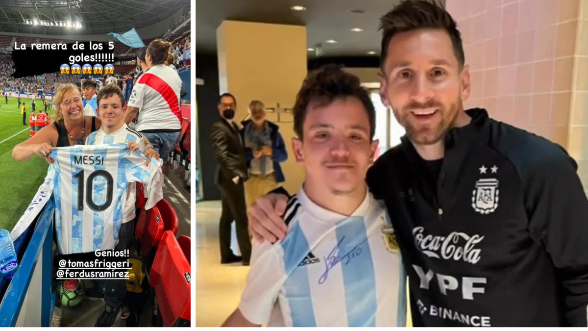 El joven santafesino de 19 años alcanzó su sueño y conoció a Leo Messi. 
