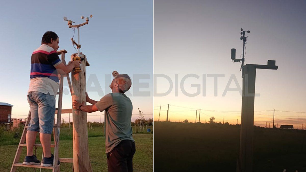 Hace unos días, Pablo Luceroinstaló la estación meteorológica número 16 en Arroyo Leyes