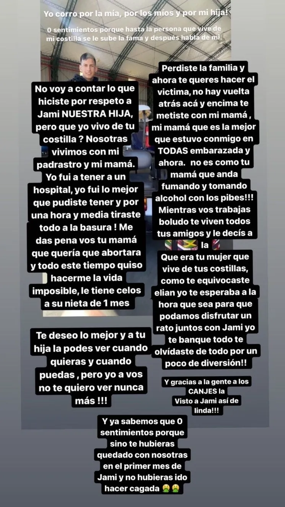 Las duras palabras que compartió Tamara Báez en Instagram.
