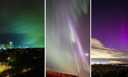 Auroras boreales este 23 de abril del 2023. Imágenes de redes sociales.