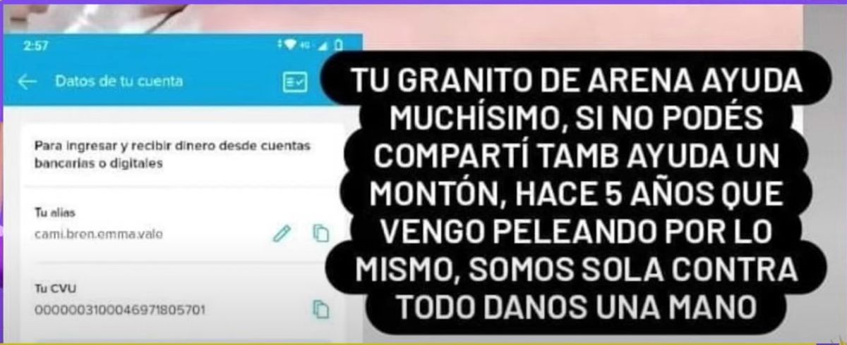 El pedido de ayuda en redes sociales para Brenda. El pedido de ayuda en redes sociales para Brenda.