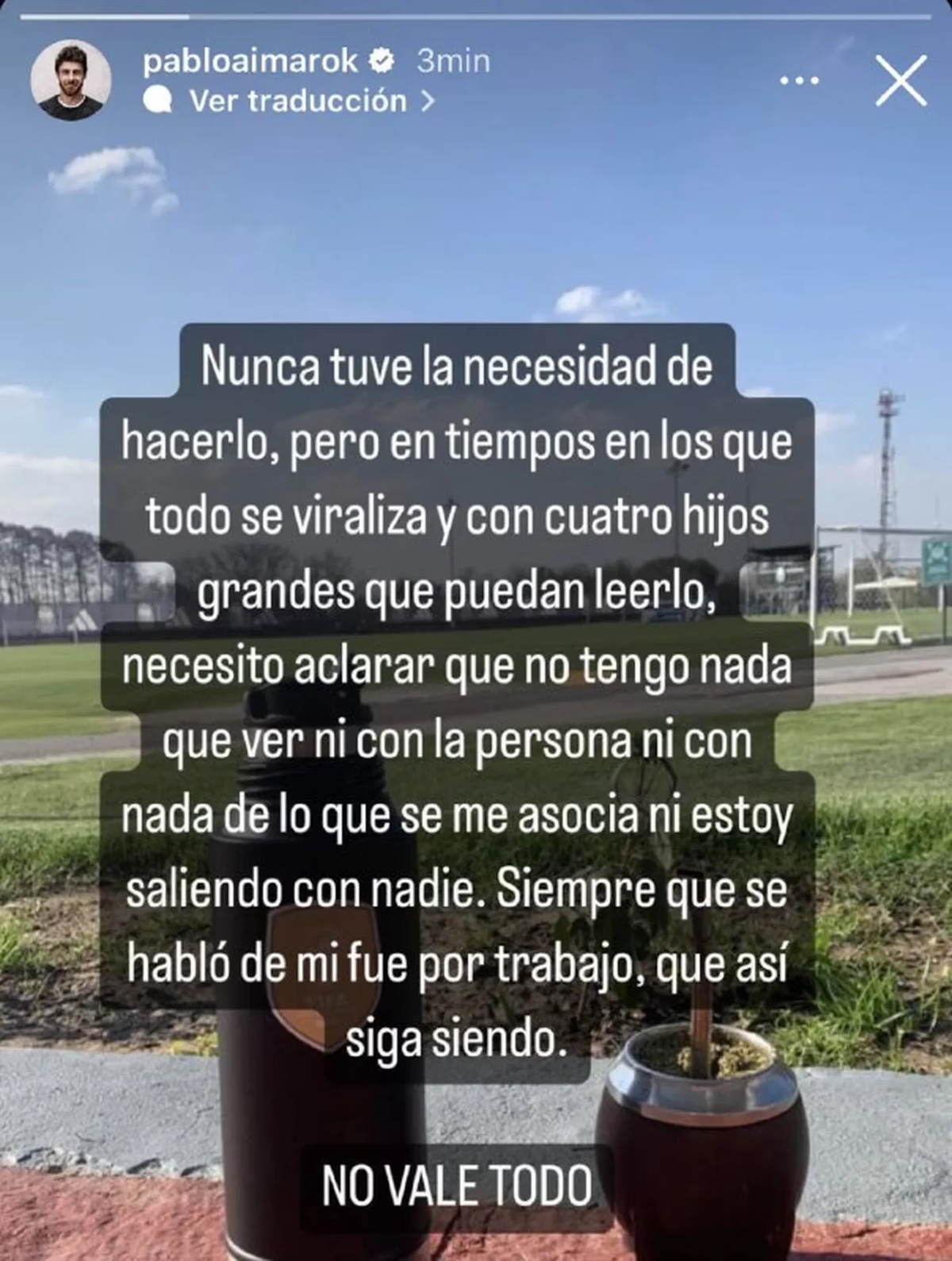 Pablo Aimar, que siempre fue de bajo perfil, hizo su descargo en un posteo en sus redes sociales.