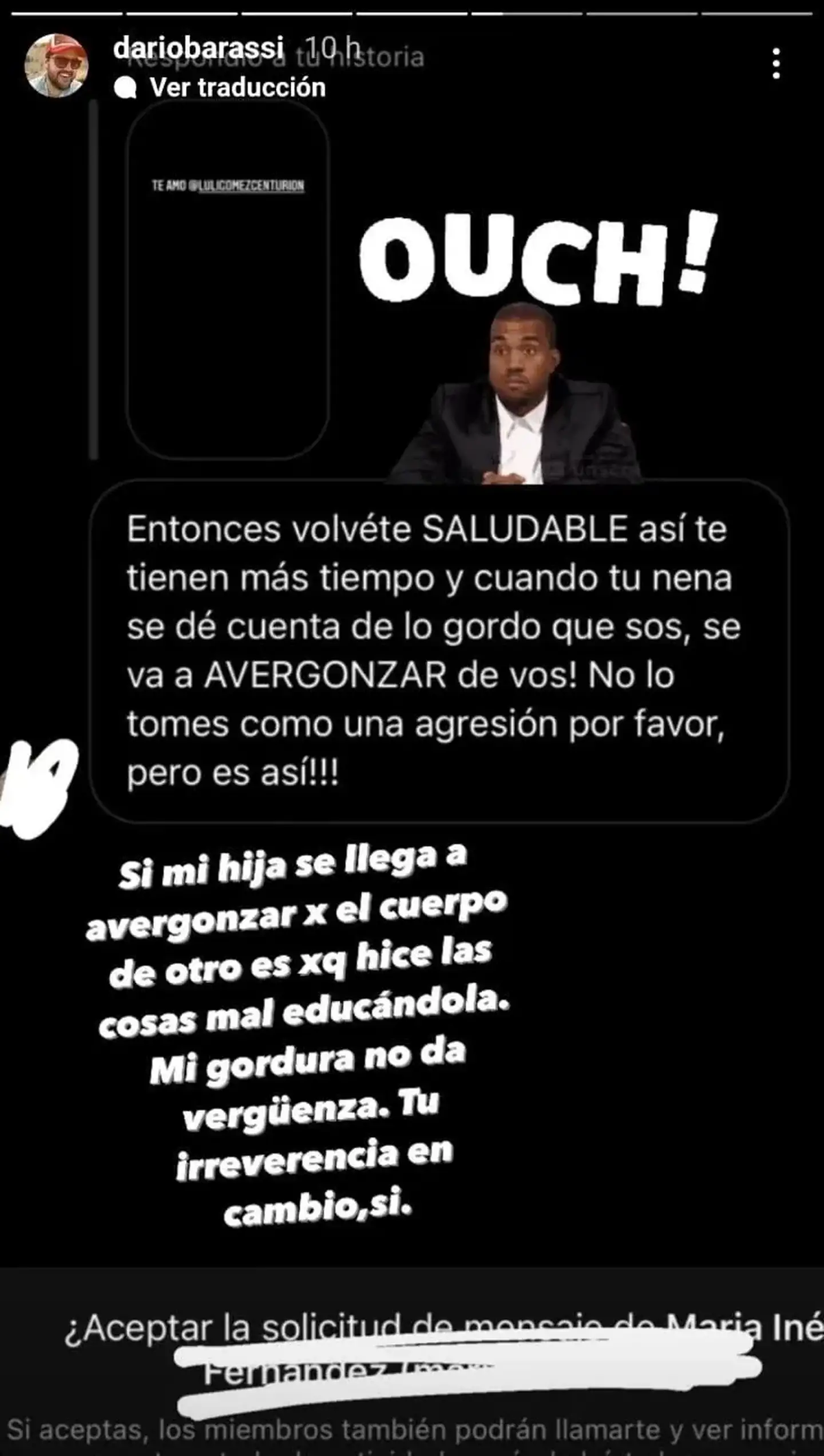 Dar&iacute;o Barassi recibi&oacute; un mensaje muy hiriente en las redes.