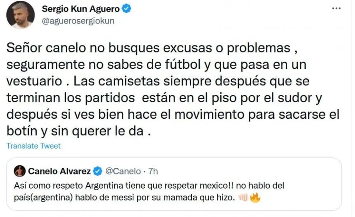 Kun Agüero le contestó a Canelo Álvarez y defendió a Lionel Messi.
