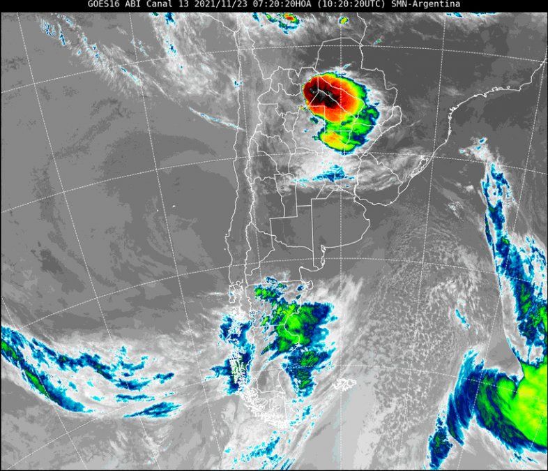 Imagen satelital del tiempo a las 7.20 horas del martes.