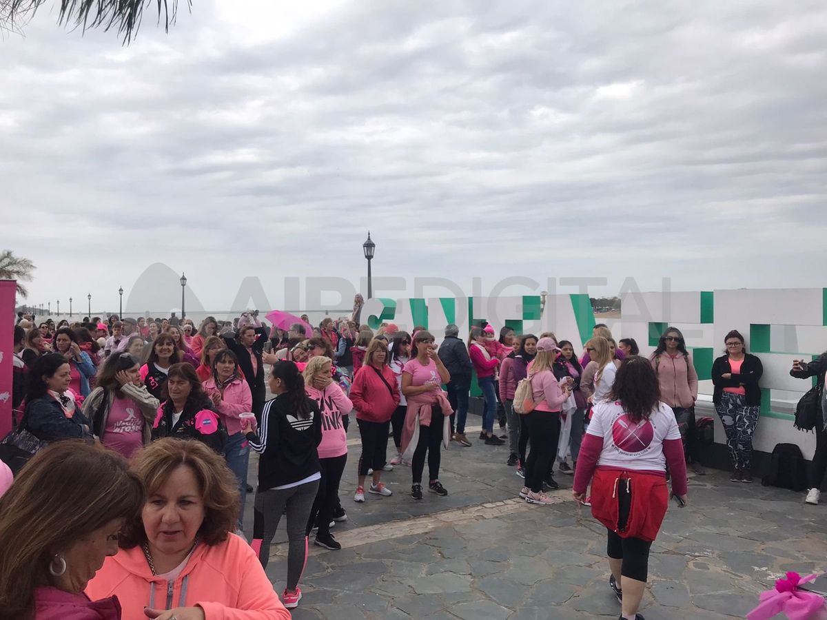 Las chicas Pink vistieron de rosa el Bulevar Gálvez y la Costanera para concientizar sobre el cáncer de mama.