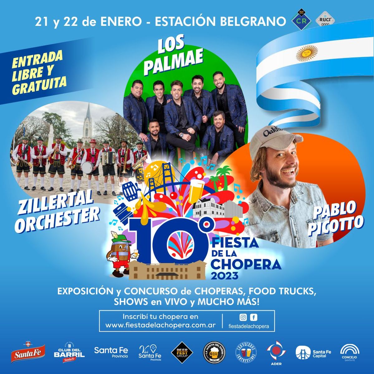 Cerveza Santa Fe acompañará el evento como sabor oficial porque Santa Fe es tierra de cerveceros y de choperas.