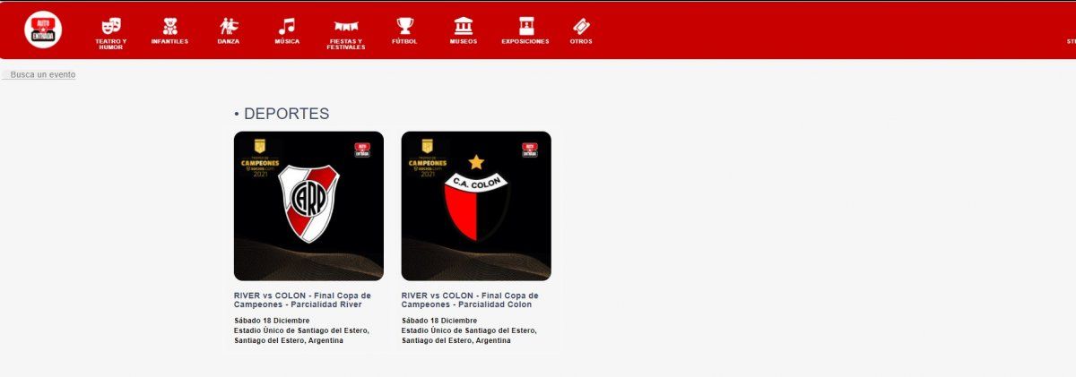 La plataforma Autoentrada continúa vendiendo las entradas para el partido entre Colón de Santa Fe y River.