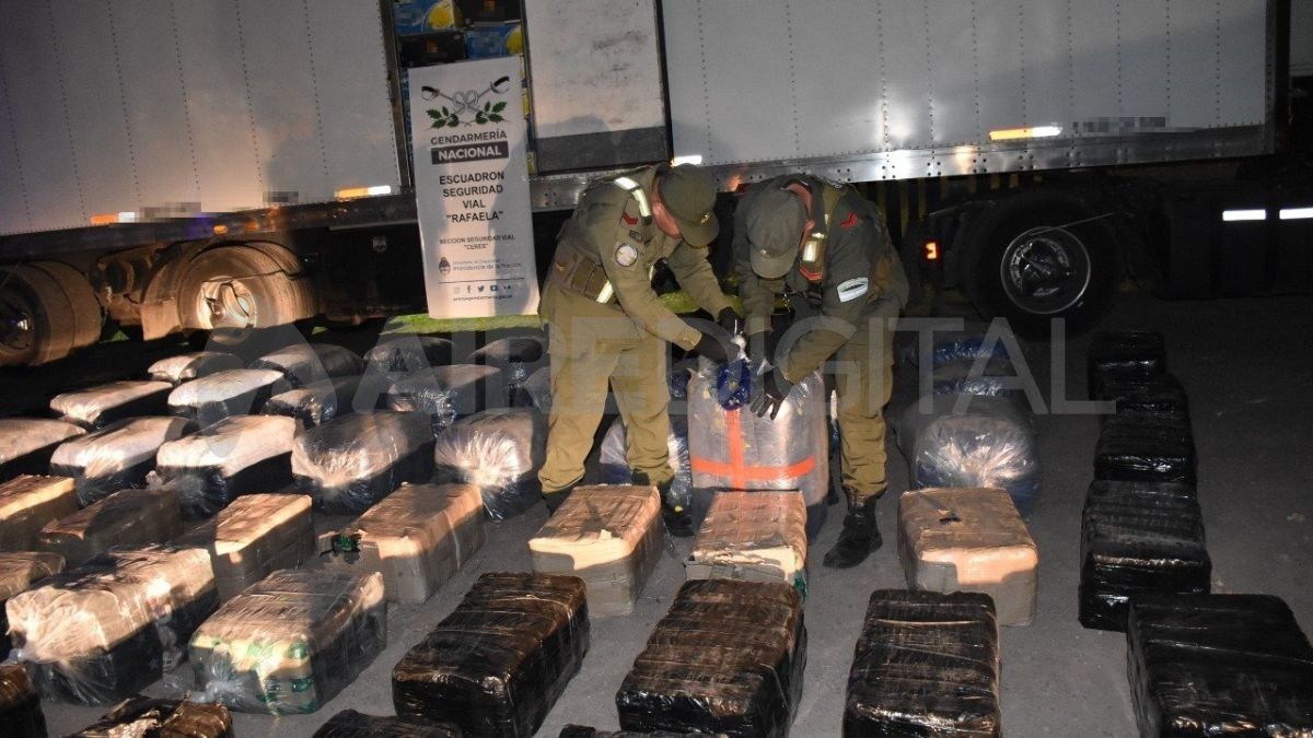 Incautaron más de 1400 hojas de coca en estado natural en un camión que trasladaba bananas.