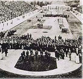 El Estadio Panathinaiko, en los Juegos Olímpicos de 1896.