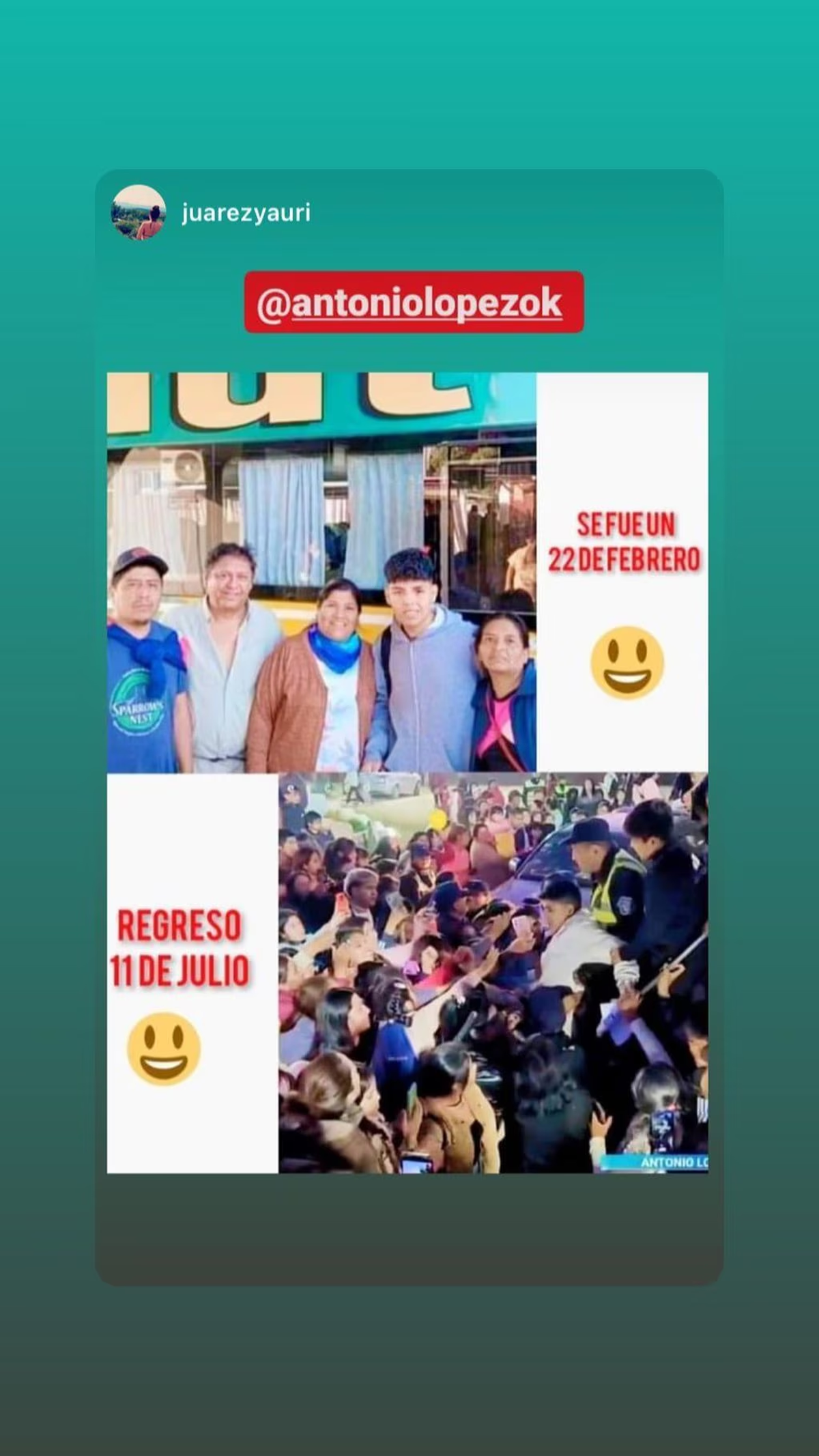 Antonio volvió a Salta y dejó un polémico mensaje en las redes. Antonio volvió a Salta y dejó un polémico mensaje en las redes. 