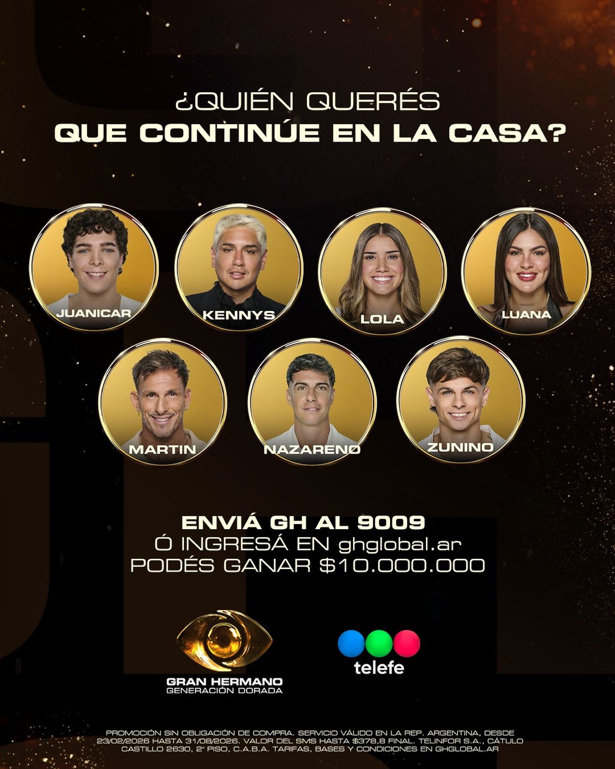 Voto positivo: quién querés que siga en Gran Hermano 2026.