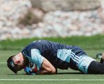Emiliano Dibu Martínez en el entrenamiento de este jueves en Kansas. Emiliano Dibu Martínez en el entrenamiento de este jueves en Kansas.