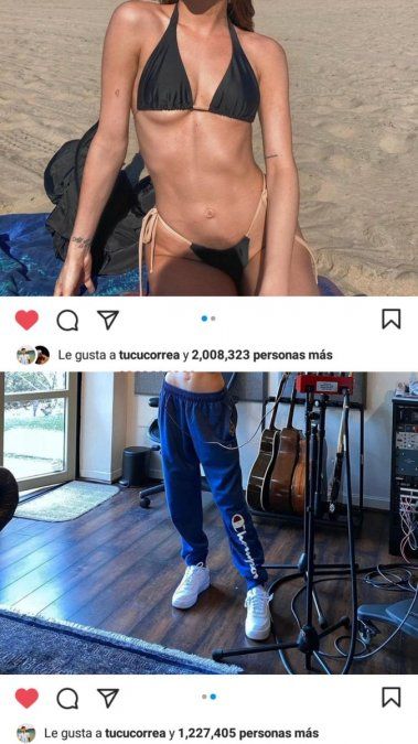 Los likes de Tucu Correa a Tini en sus fotos. 