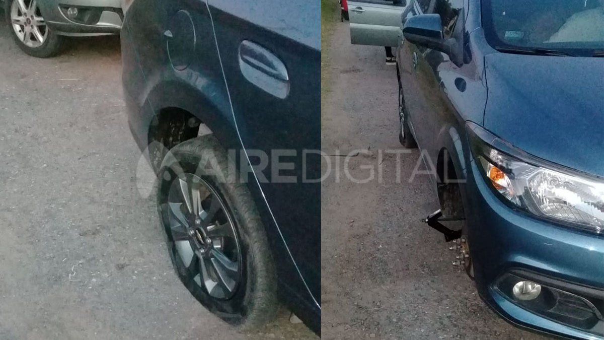 Se iban de vacaciones y rompieron tres ruedas por una viga tirada en la autopista Santa Fe Rosario