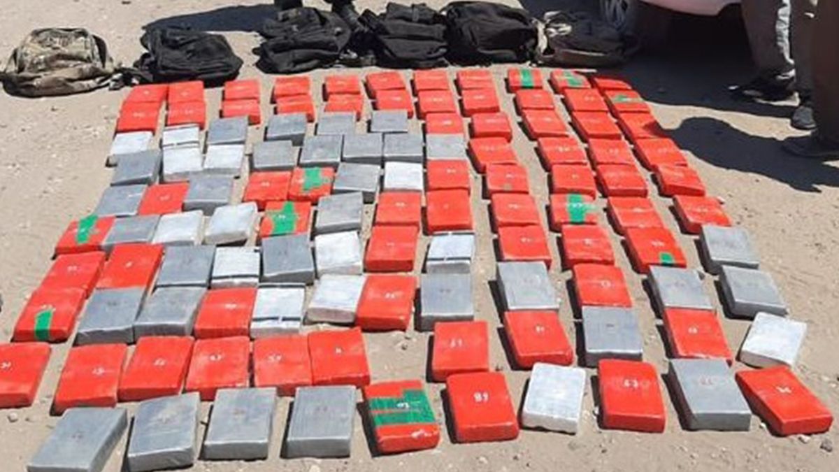 Los trozos de cocaína eran trasladados en siete mochilas