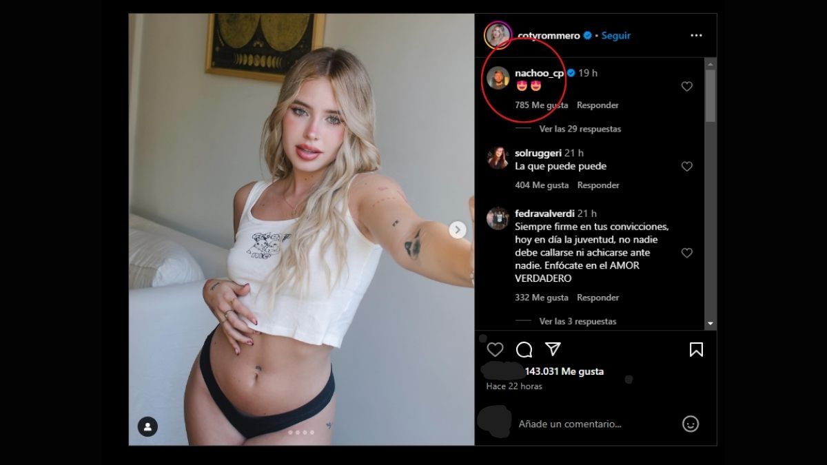 Nacho Castañares no dudó en comentar el posteo de Coti Romero. Nacho Castañares no dudó en comentar el posteo de Coti Romero.