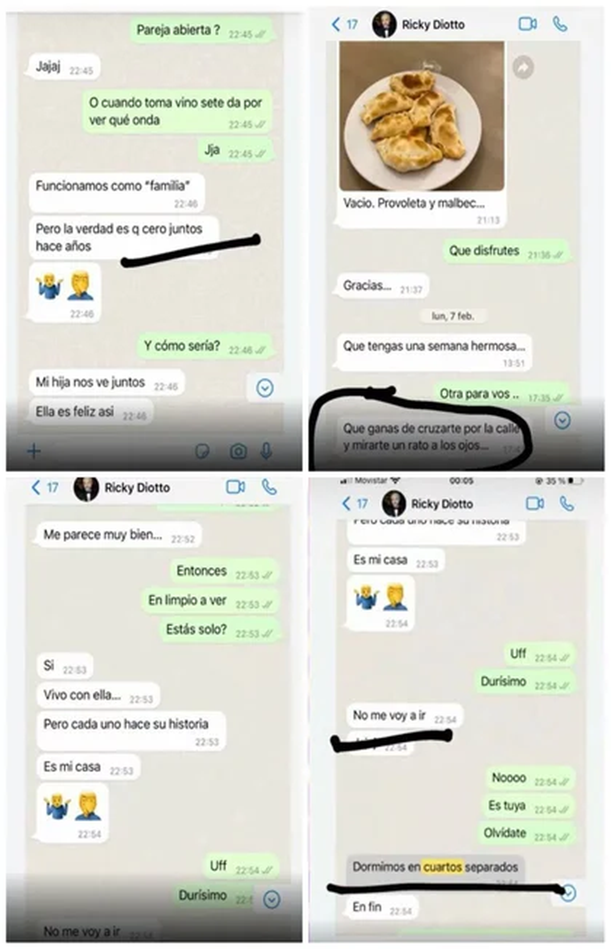 Filtraron mensajes entre Ricky Diotto y otra mujer.