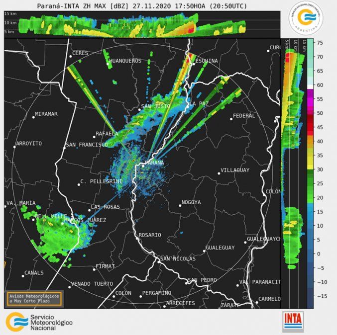 En la imagen satelital se observa nubosidad asociada a inestabilidad que produce algunas lloviznas al norte de la capital santafesina, en cercanías de San Justo, y también en el sur provincial