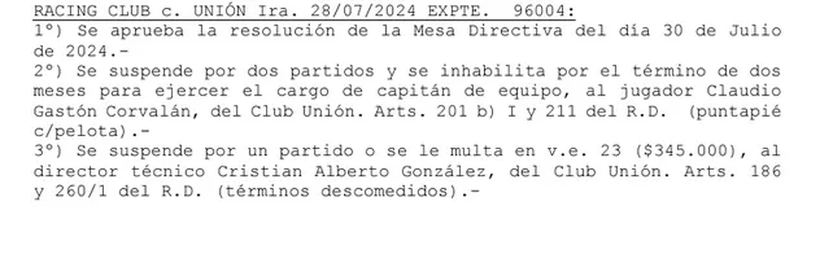 Tal como indica el boletín de la AFA, Corvalán recibió dos fechas de suspensión y no jugará vs. River. Tal como indica el boletín de la AFA, Corvalán recibió dos fechas de suspensión y no jugará vs. River.