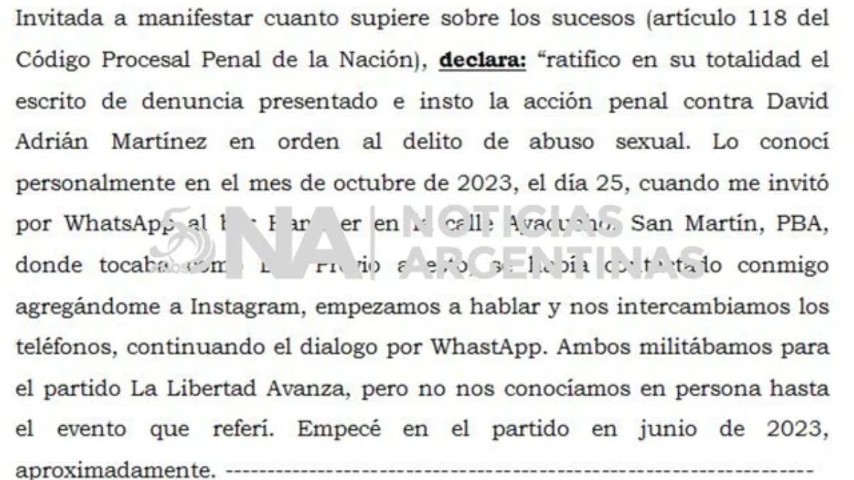 Parte de la denunciaFotografía: Agencia Noticias Argentinas Parte de la denunciaFotografía: Agencia Noticias Argentinas