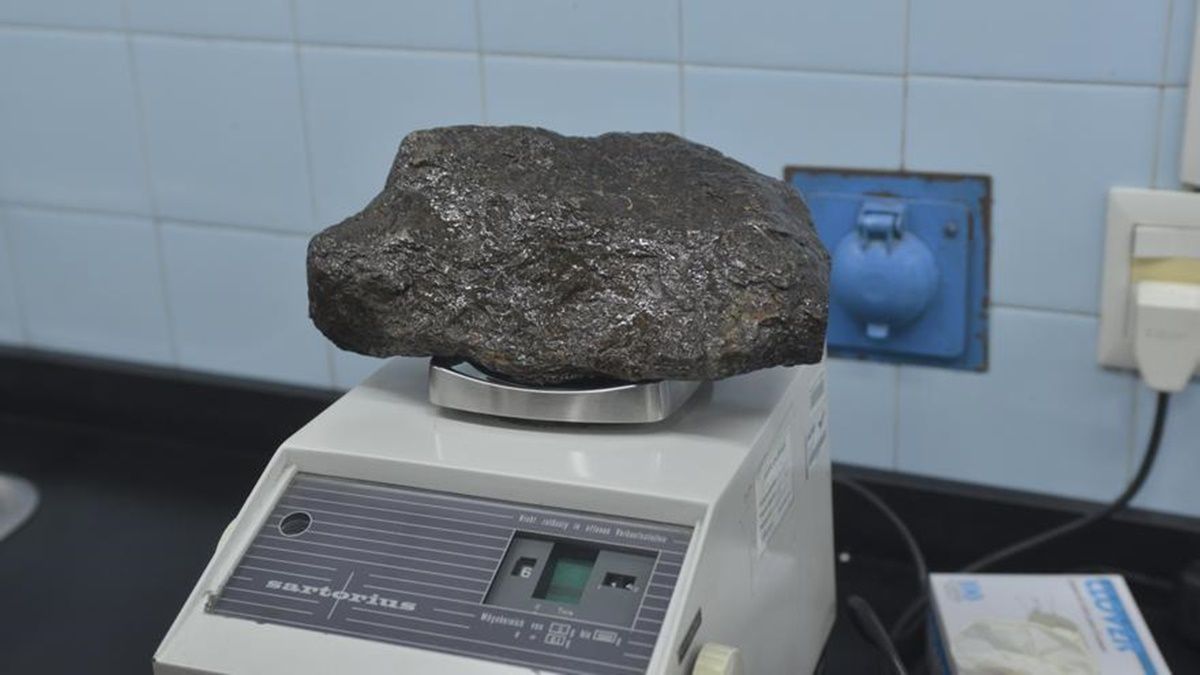 El meteorito de 12,5 kilos y 27 centímetros de largo fue trasladada a Buenos Aires para ser analizada.
