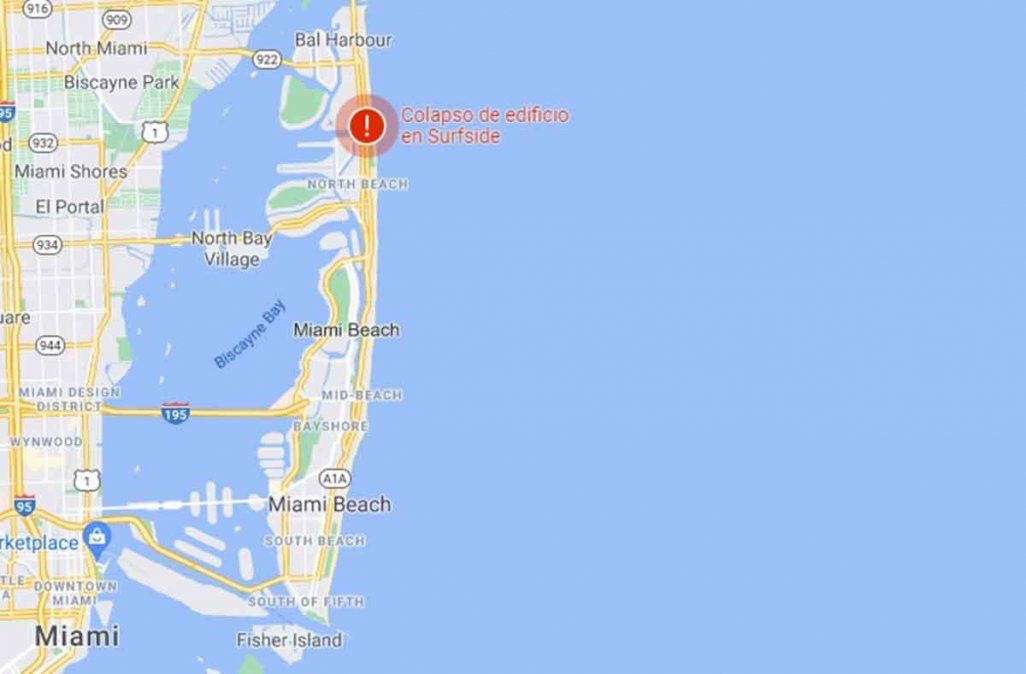 El edificio colapsó en Surfside, al norte de Miami.