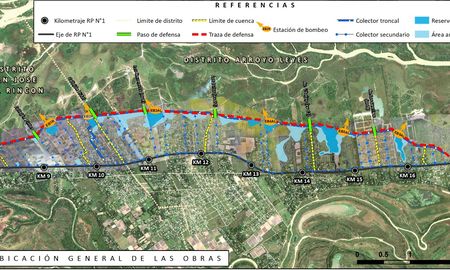 Esta es la traza de la defensa que protegerá el oeste de Arroyo Leyes y la zona norte de Rincón. Esta es la traza de la defensa que protegerá el oeste de Arroyo Leyes y la zona norte de Rincón.