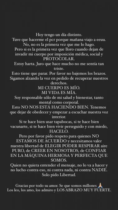 La angustia de Ivana Nadal por un PCR/Foto: Instagram