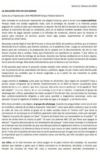 La conmovedora carta de un damnificado por los créditos UVA del Procrear Parque Federal