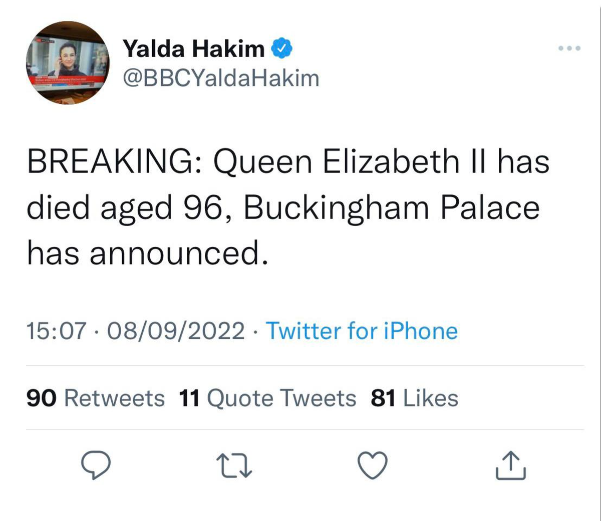El tuit de la periodista de la BBC: