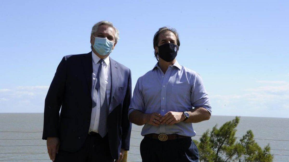 El presidente Alberto Fernández en la última visita que hizo a Uruguay