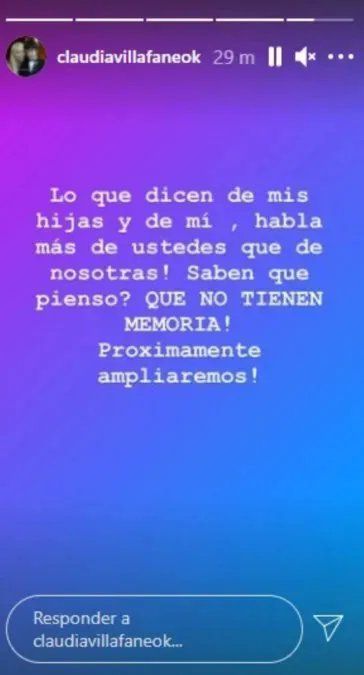 Claudia reaccionó ante los ocmentarios de Morla y las hermanas de Diego. 