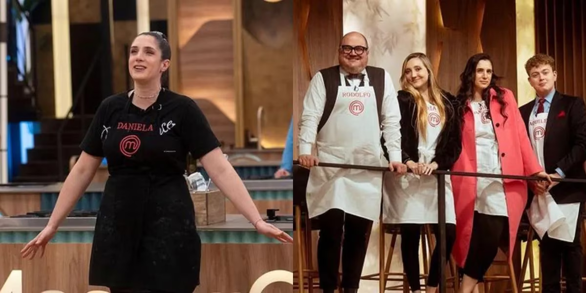 Daniela Kompel. En el balcón de MasterChef, Rodolfo, María Sol, Daniela y Aquiles.