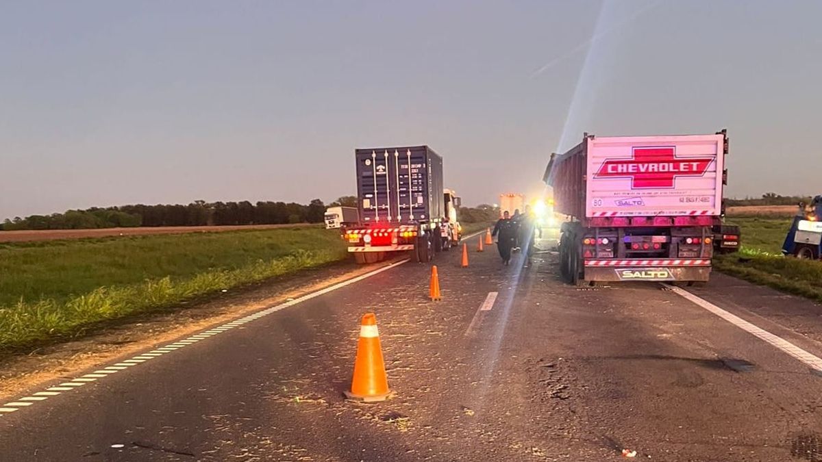El choque múltiple de camiones en la autopista Rosario-Buenos Aires