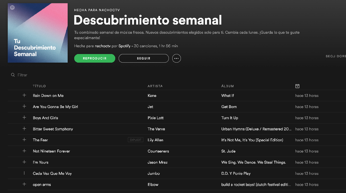Spotify&nbsp;siempre tiene una serie de listas de compilaciones y recomendaciones personalizadas. Todos los lunes tiene&nbsp;&ldquo;Tu lista de descubrimiento semanal&rdquo; para sugerir nuevos temas a tu gusto.