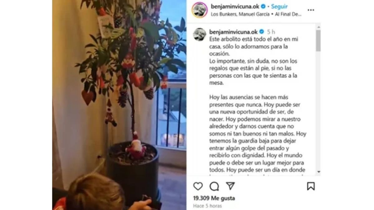 El mensaje por Navidad que compartió Benjamín Vicuña. El mensaje por Navidad que compartió Benjamín Vicuña.
