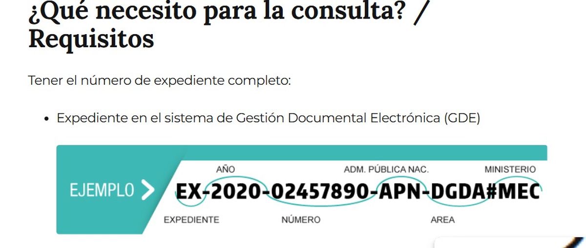 Ejemplo de formato de los números de expediente argentinos. Ejemplo de formato de los números de expediente argentinos.