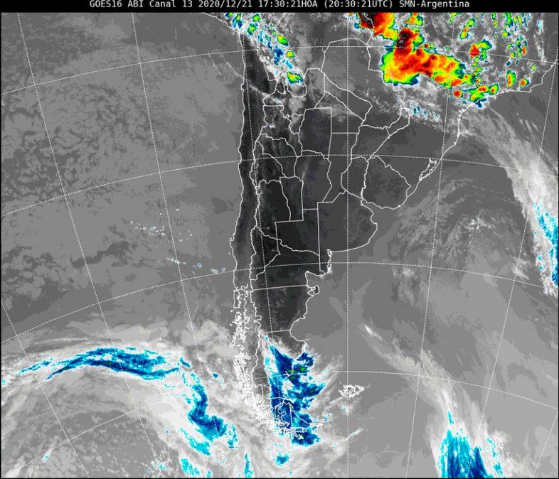 En la imagen satelital se observa que el cielo continúa despejado en nuestra provincia.