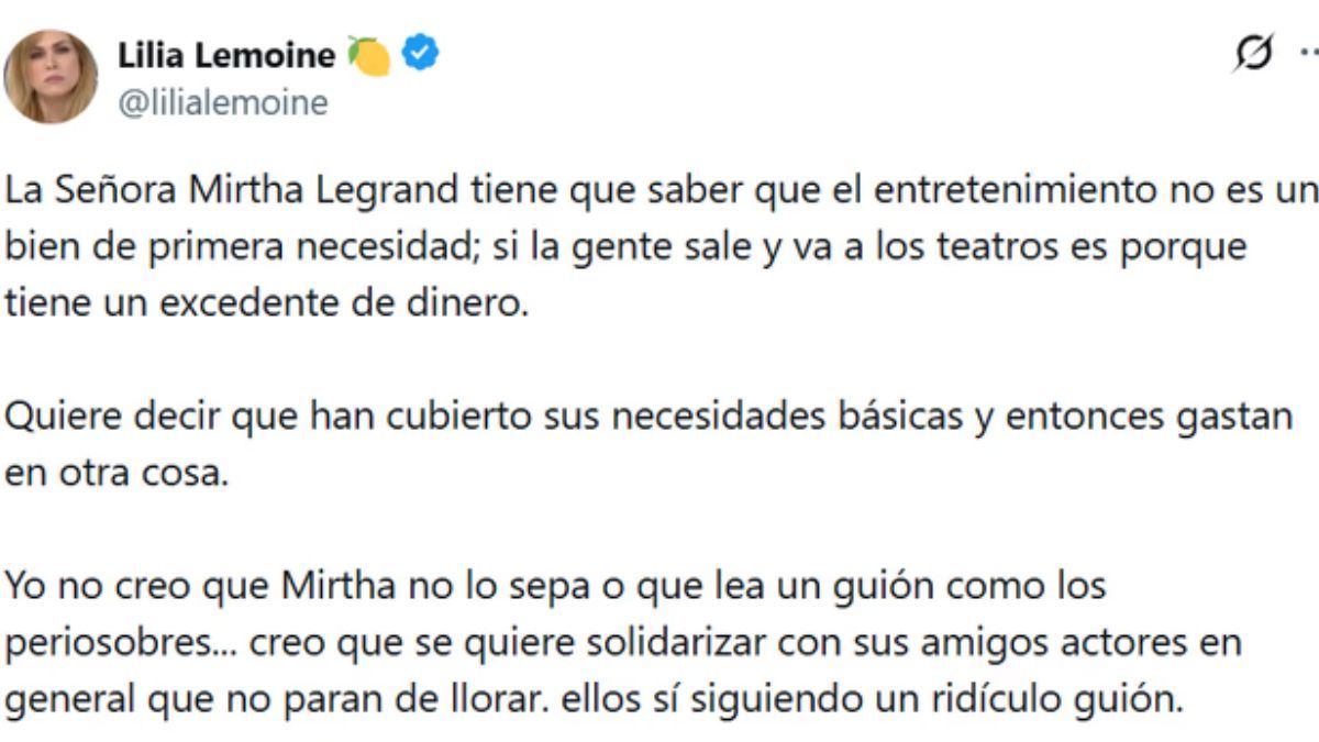 La diputada de La Libertad Avanza acusó a los actores argentinos de seguir un esquema de reclamos sistemáticos contra el oficialismo. La diputada de La Libertad Avanza acusó a los actores argentinos de seguir un esquema de reclamos sistemáticos contra el oficialismo.