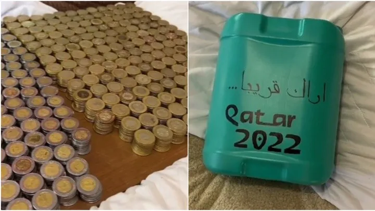 Juntaron una cantidad descomunal de monedas durante años para viajar al Mundial Qatar 2022: dieron a conocer la suma y los usuarios se burlaron