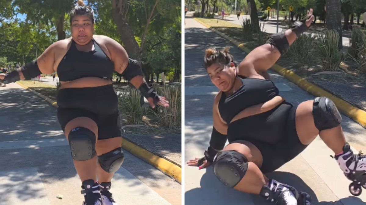 Camilota protagonizó una caída mientras patinaba y se volvió viral.