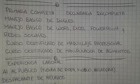 una madre escribio su curriculum a mano y conmovio a las redes: necesito trabajo urgente por mis hijos una madre escribio su curriculum a mano y conmovio a las redes: necesito trabajo urgente por mis hijos