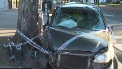Le robó el auto a la tía, salió con amigos y chocó contra un árbol: dos heridos